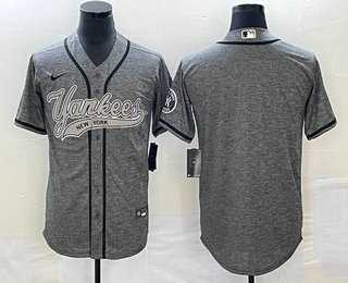 Men%27s New York Yankees Blank Grey Gridiron Cool Base Stitched Baseball Jersey->new york yankees->MLB Jersey